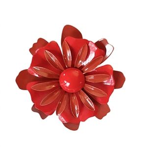 Vintage 60's Blood Orange Floral Enamel Brooch